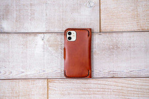 iPhone 12 Mini Leather Phone Wallet | Chestnut